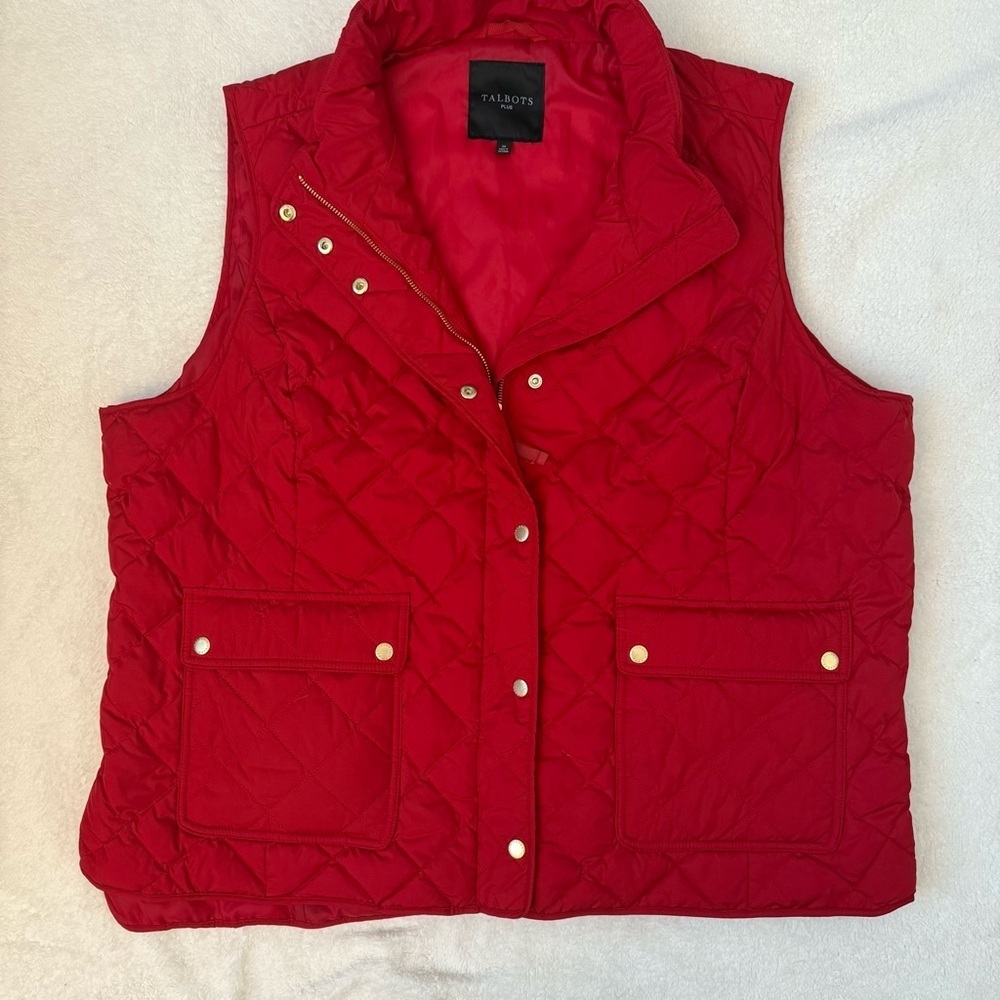 Talbots Red Quilted Down Filled Puffer Vest - Solid Women’s Size 3X - Picture 4 of 5